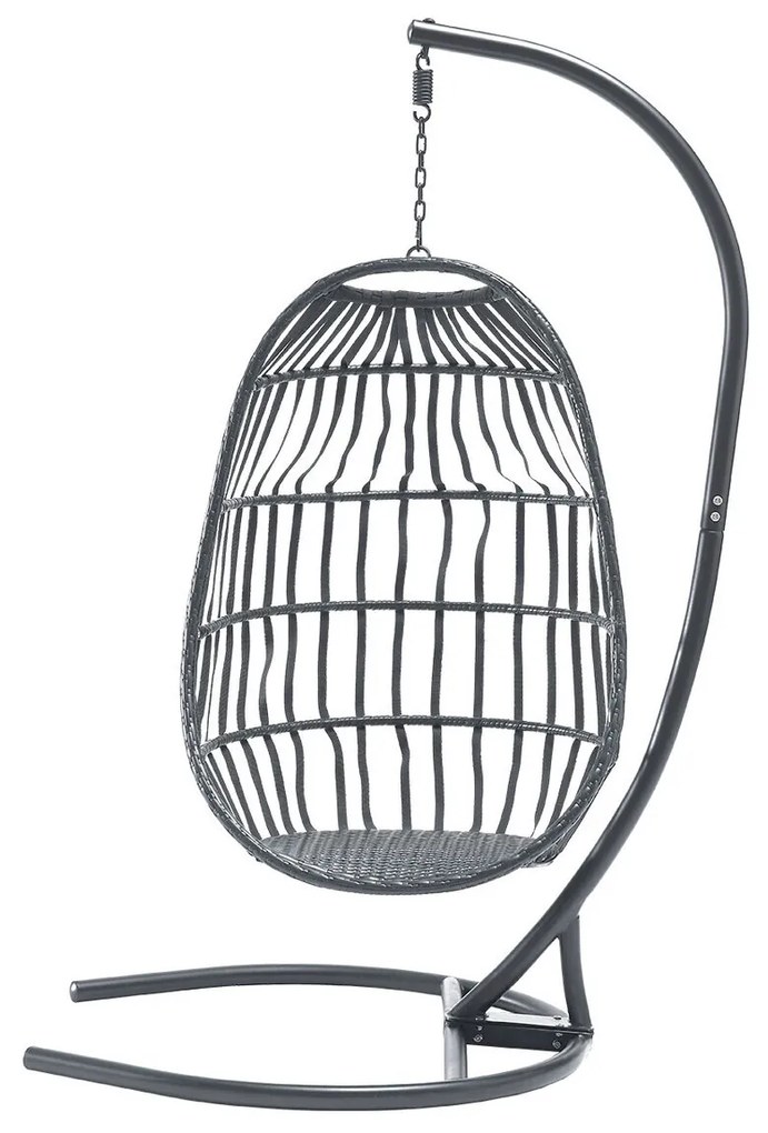 Κρεμαστή πολυθρόνα Miramar 124, 195x133x133cm, 28 kg, Γκρι, Σκούρο γκρι, Μέταλλο, Πλαστικό ψάθινο, Ταπισερί, Μαξιλάρι καθίσματος: Ναι | Epipla1.gr