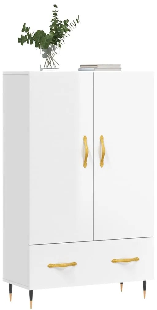 vidaXL Ντουλάπα Γυαλ. Λευκό 69,5 x 31 x 115 εκ. από Επεξεργασμένο Ξύλο