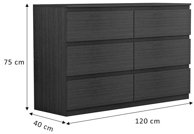 Συρταριέρα Cindy 6 συρταριών wenge 120x40x75εκ