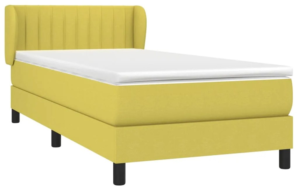 vidaXL Κρεβάτι Boxspring με Στρώμα Πράσινο 100 x 200 εκ. Υφασμάτινο