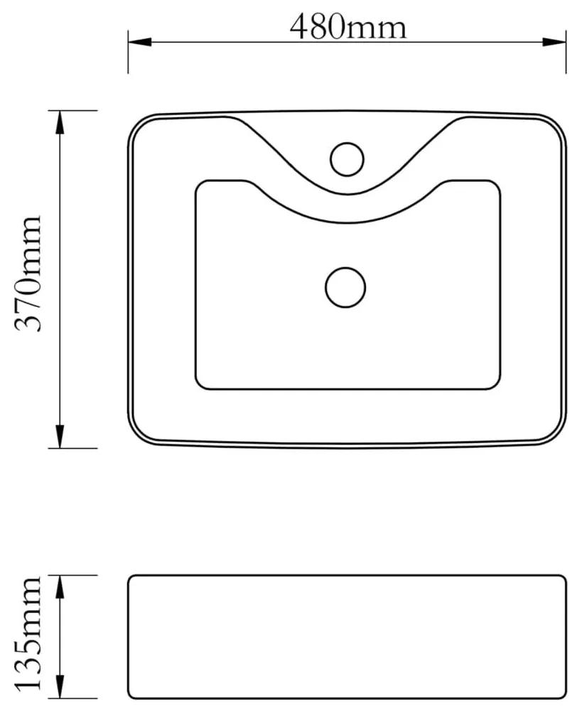 Νιπτήρας με Οπή Βρύσης Ασημί 48 x 37 x 13,5 εκ. Κεραμικός - Ασήμι