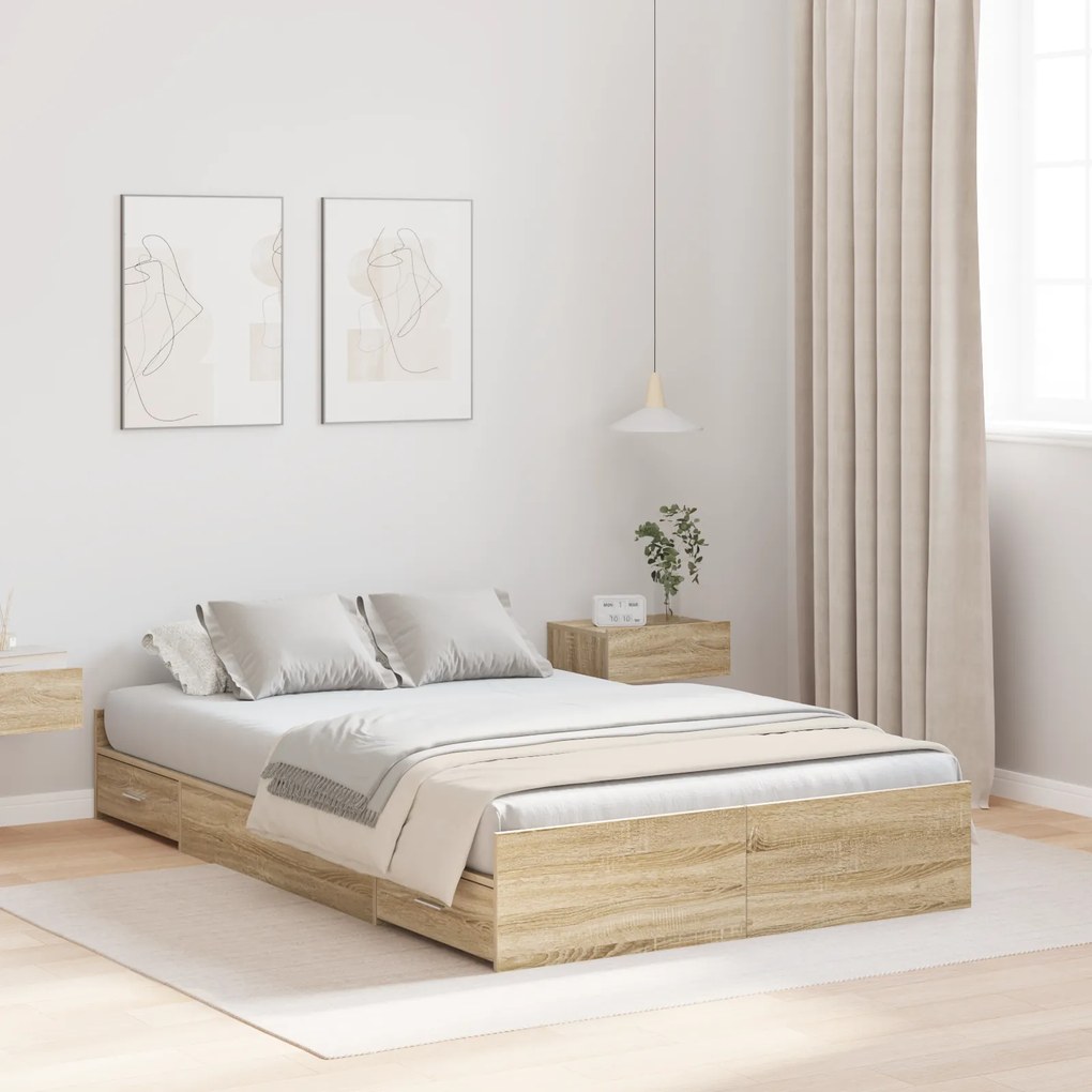 vidaXL Κρεβάτι με αποθηκευτικό χώρο Sonoma Δρυς 120 x 200 cm