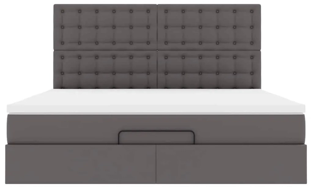 vidaXL Οθωμανικό κρεβάτι με στρώμα Γκρι 180x200cm Faux Leather