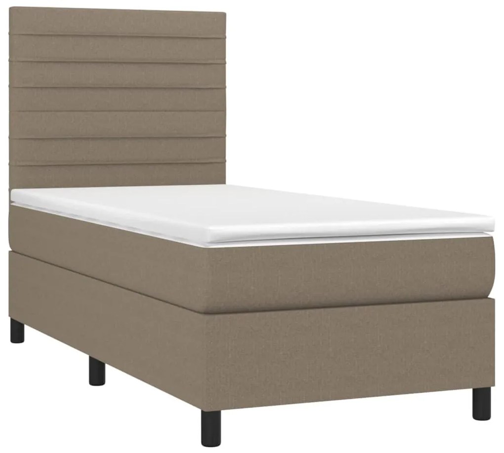 Κρεβάτι Boxspring με Στρώμα &amp; LED Taupe 100x200 εκ. Υφασμάτινο - Μπεζ-Γκρι