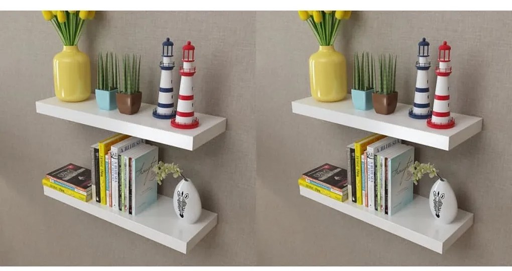 vidaXL Ράφια Τοίχου 4 τεμ. Λευκά 60 εκ.