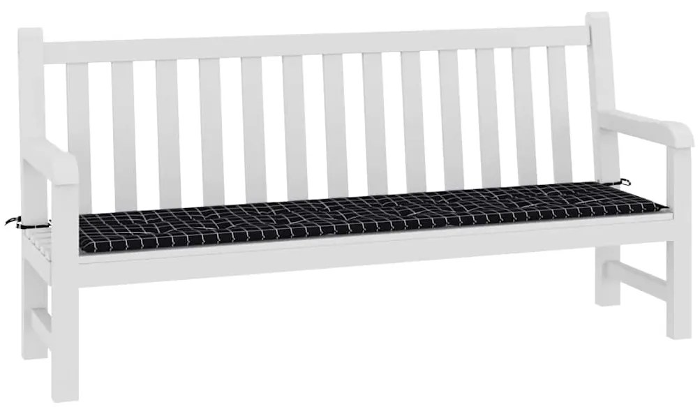 vidaXL Μαξιλάρι Πάγκου Μαύρο Καρό 200x50x4 εκ. Ύφασμα Oxford