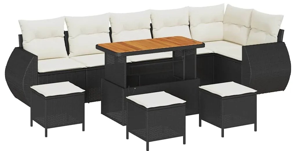vidaXL Σετ Καναπέ Κήπου 10 pcs Μαύρο συνθετικό ρατάν