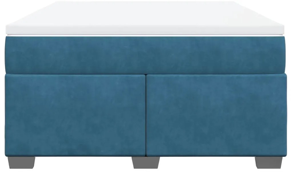 vidaXL Κρεβάτι Boxspring με Στρώμα Σκούρο Μπλε 140x190 εκ. Βελούδινο