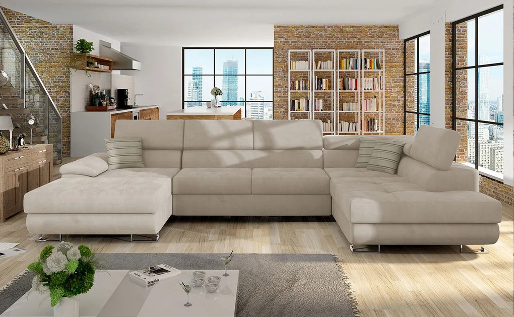 Γωνιακός Καναπές Miami 182, Λειτουργία ύπνου, Αποθηκευτικός χώρος, 345x202x71cm, 192 kg, Πόδια: Πλαστική ύλη, Μεταλλικά | Epipla1.gr