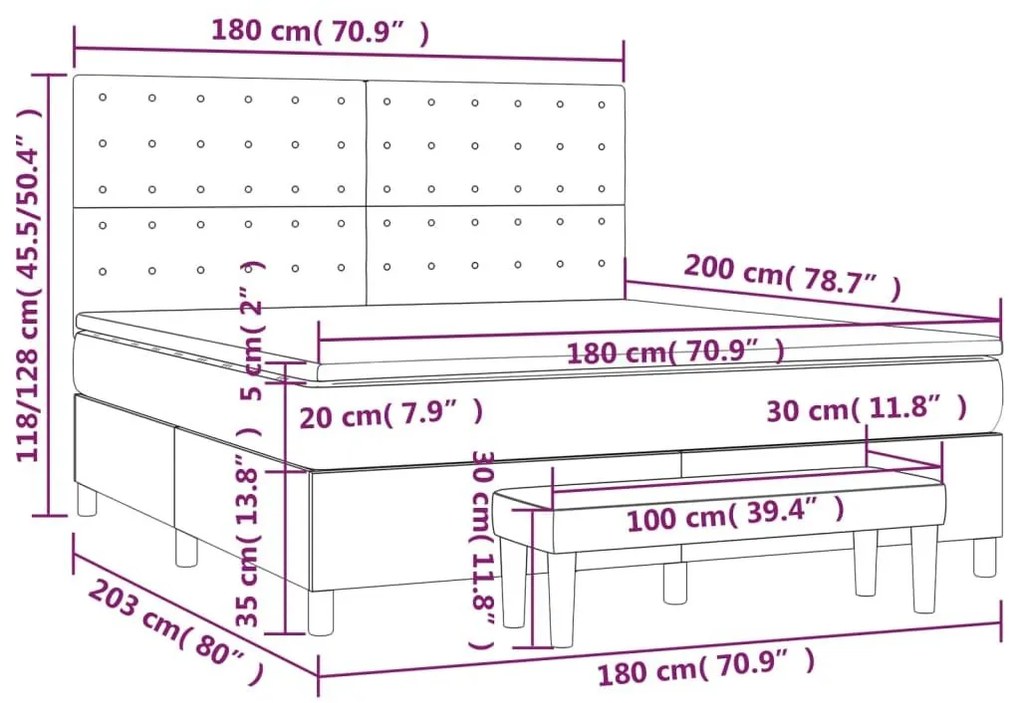 Κρεβάτι Boxspring με Στρώμα Καπουτσίνο 180x200 εκ. Συνθ. Δέρμα - Καφέ