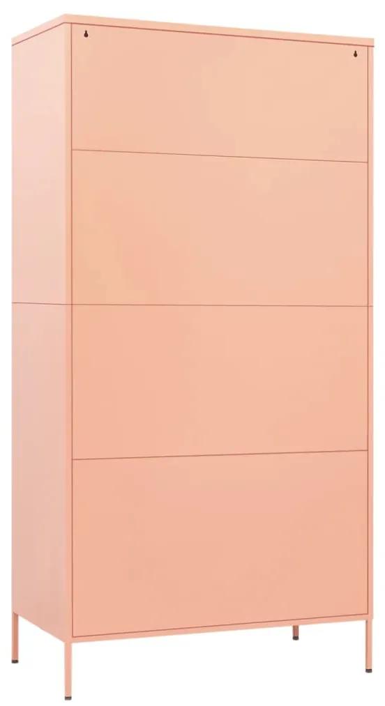 vidaXL Ντουλάπα Ροζ 90 x 50 x 180 εκ. από Ατσάλι