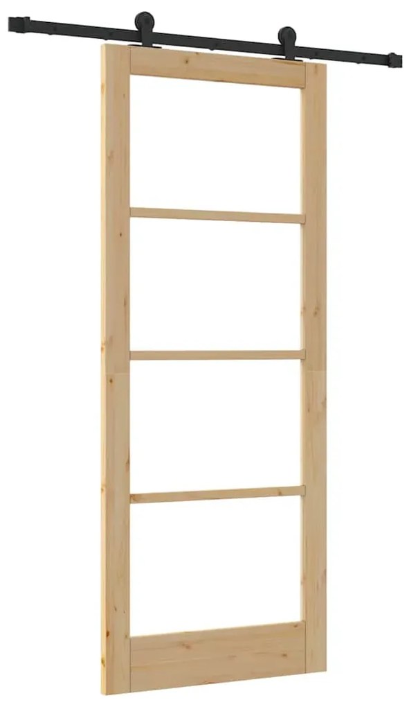vidaXL Συρόμενη Πόρτα Χειροκίνητος Καφέ 86 x 211 cm Ξύλο και μέταλλο
