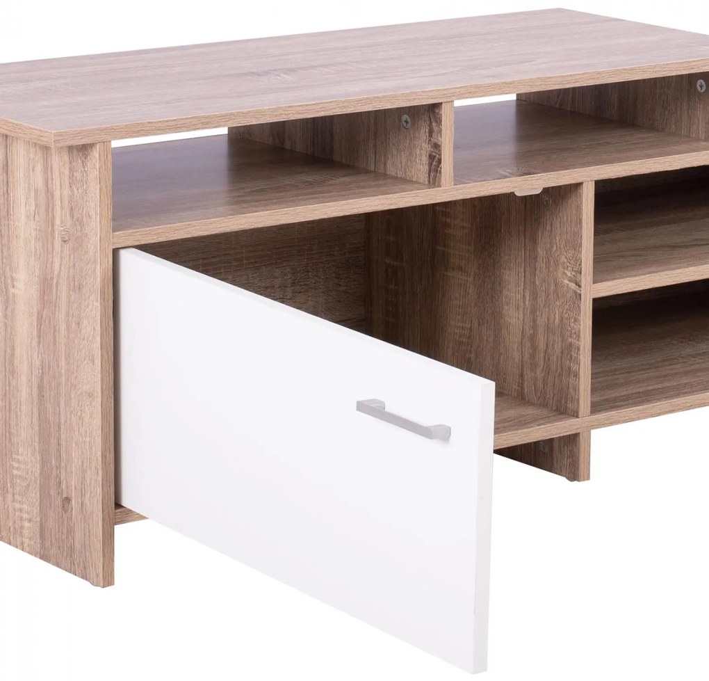 Έπιπλο τηλεόρασης SCOTT Μελαμίνη Sonoma - Λευκό 123x39.5x45.5Yεκ. 123x39.5x45.5 εκ.
