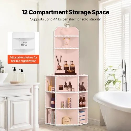 VEVOR 64&quot; Corner Storage Cabinet with Charging Station Adjustable Shelves White