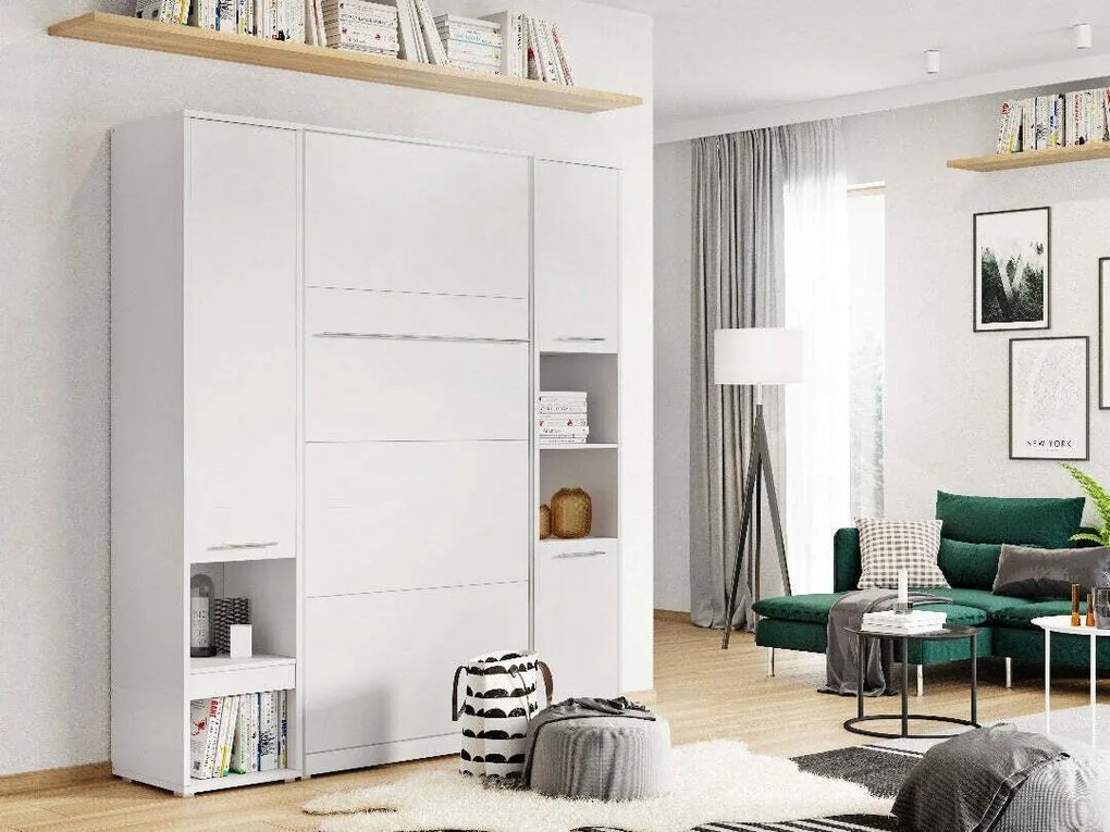 Σετ επίπλων Concept Pro Lenart AH145, Άσπρο, Πλαστικοποιημένη μοριοσανίδα, Τάβλες για Κρεβάτι, 90x200, Ενιαίος, Με κρεβάτι, Με πρόσθετο εξοπλισμό, Άσπρο