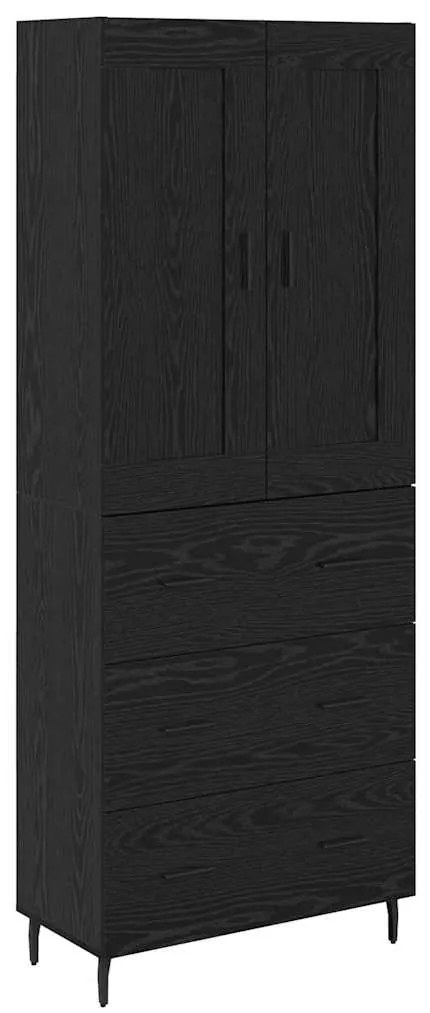 vidaXL Highboard με συρτάρι 2 pcs Μαύρη Οξυά Σύνθετο Ξύλο και Γυαλί