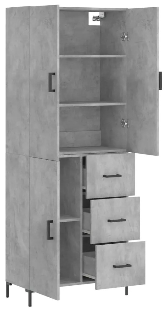 vidaXL Ντουλάπι Γκρι Σκυροδέματος 69,5x34x180 εκ. Επεξεργασμένο Ξύλο