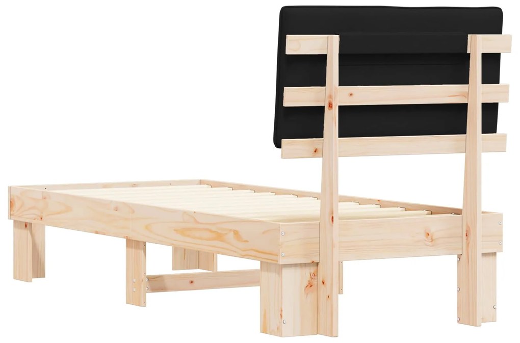 vidaXL Σκελετός Κρεβατιού με Επενδεδυμένο Κεφαλάρι Μαύρο 80 x 200 cm