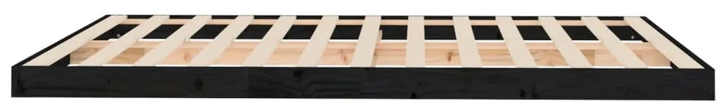 vidaXL Σκελετός Κρεβατιού Μαύρος 150x200εκ Μασίφ Ξύλο Πεύκου King Size