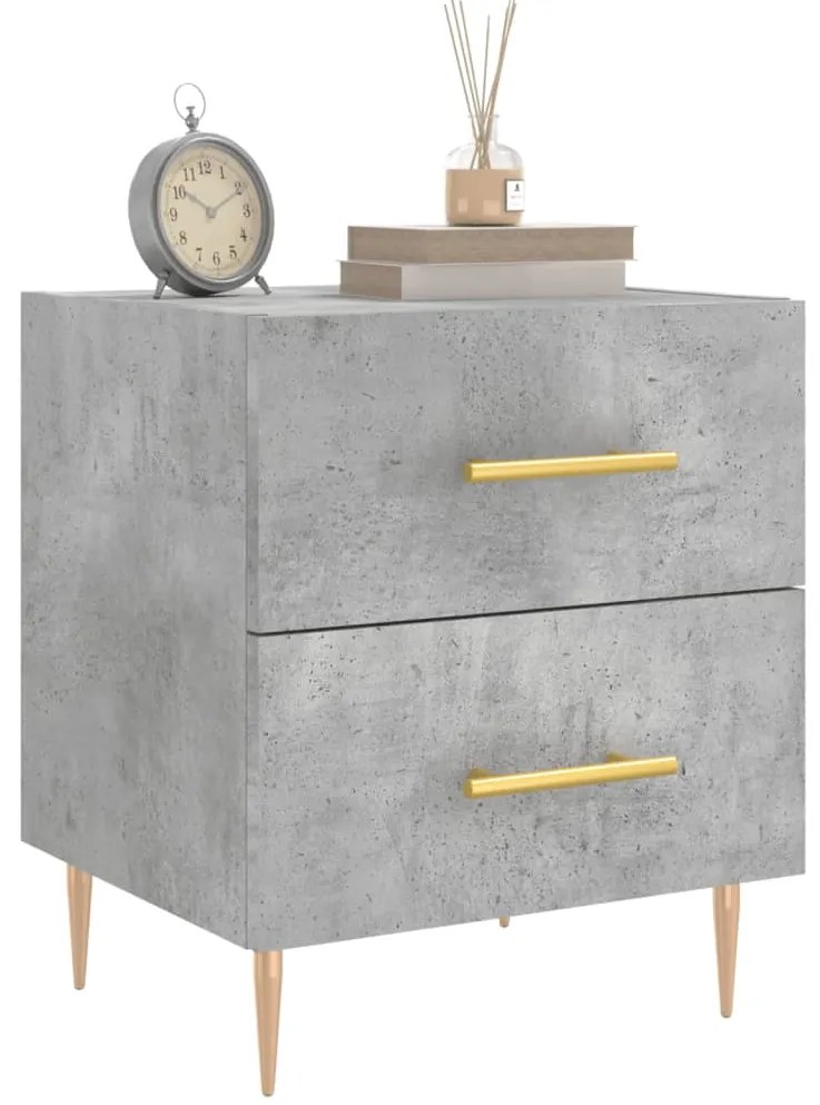vidaXL Κομοδίνα 2 τεμ. Γκρι Σκυροδεμ. 40 x 35 x 47,5 εκ. Επεξεργ. Ξύλο