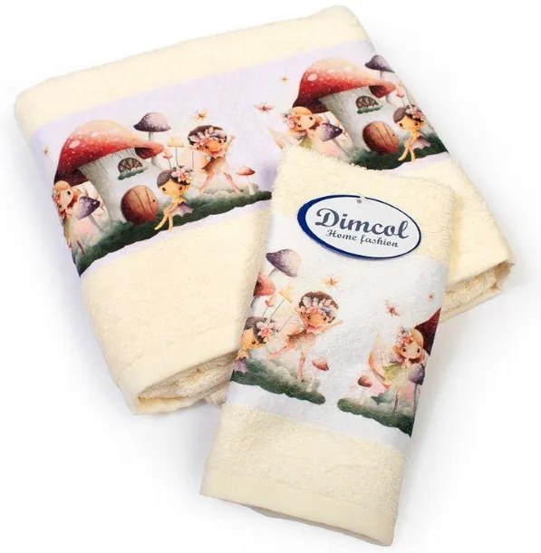 Πετσέτα Σετ 2 τεμ Με Ψηφιακή Εκτύπωση bebe Fairies 332 30X50,70X140 Ecru 100% Cotton