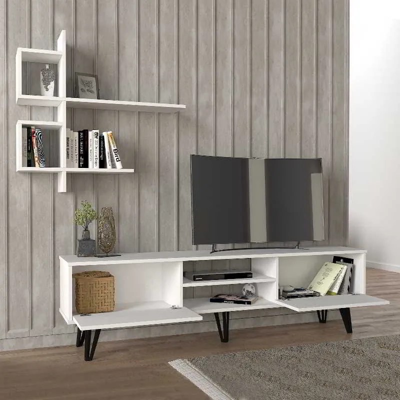 Σύνθεση τηλεόρασης Salerno Megapap χρώμα λευκό 180x35x51εκ.