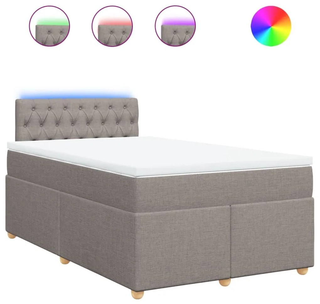 Κρεβάτι Boxspring με Στρώμα Taupe 120x190 εκ. Υφασμάτινο - Μπεζ-Γκρι