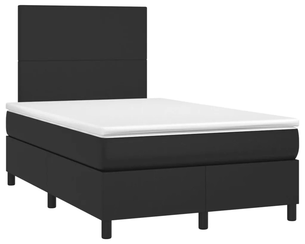 vidaXL Κρεβάτι Boxspring με Στρώμα &amp; LED Μαύρο 120x200 εκ. Συνθ. Δέρμα