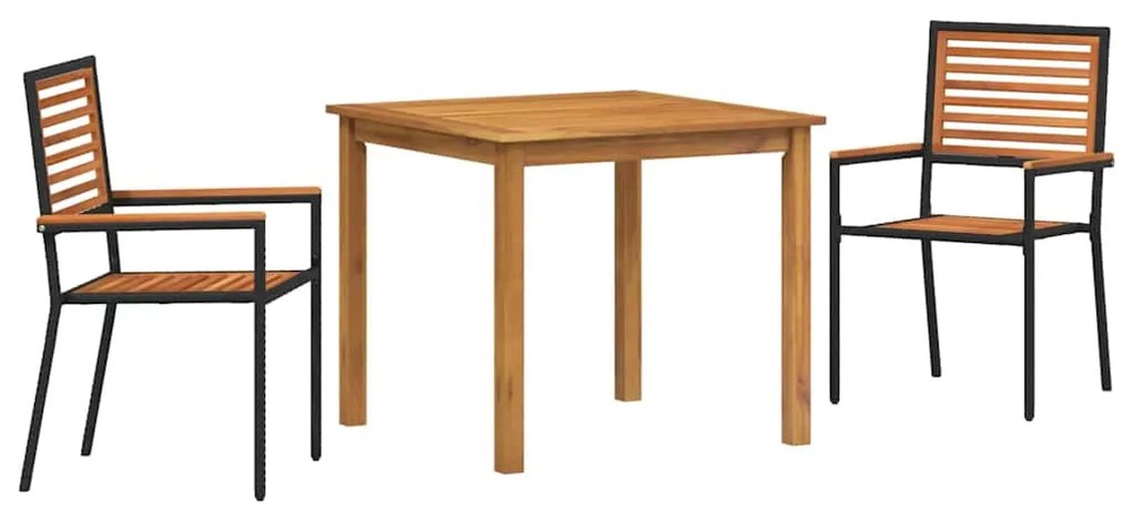 vidaXL Σέτ φαγητού για κήπο 3 pcs Μαύρο Στερεό Ξύλο Ακακίας