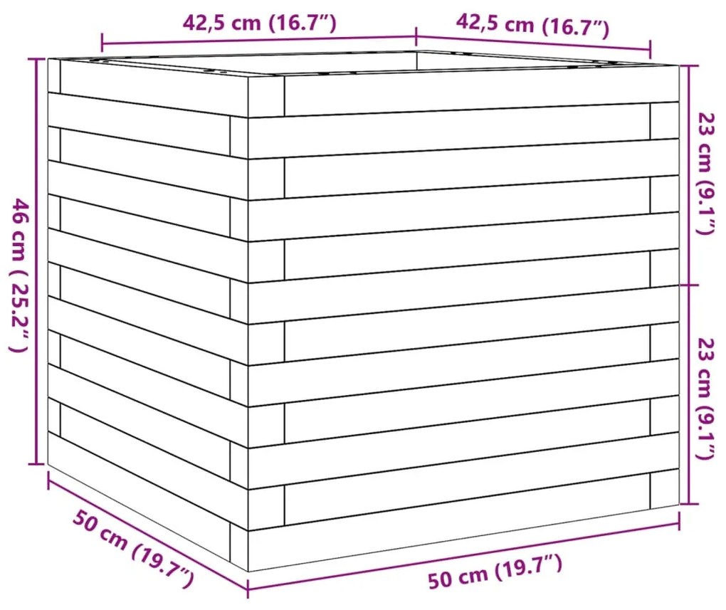 Ζαρντινιέρα Καφέ Κεριού 50x50x46 εκ. από Μασίφ Ξύλο Πεύκου - Καφέ