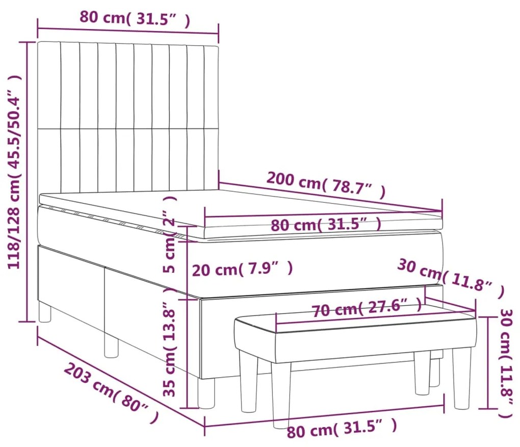 ΚΡΕΒΑΤΙ BOXSPRING ΜΕ ΣΤΡΩΜΑ ΜΠΛΕ 80X200 ΕΚ. ΥΦΑΣΜΑΤΙΝΟ 3136715