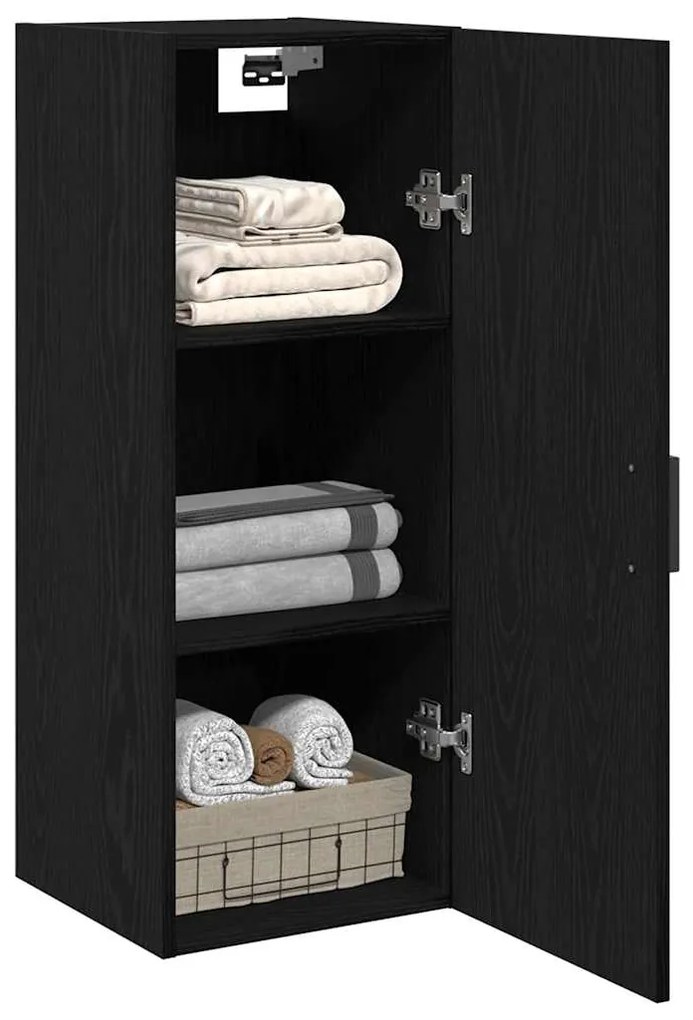 vidaXL Ντουλάπι Τοίχου Μαύρο Δρυς 34,5x34x90 εκ. από Τεχνητό Ξύλο