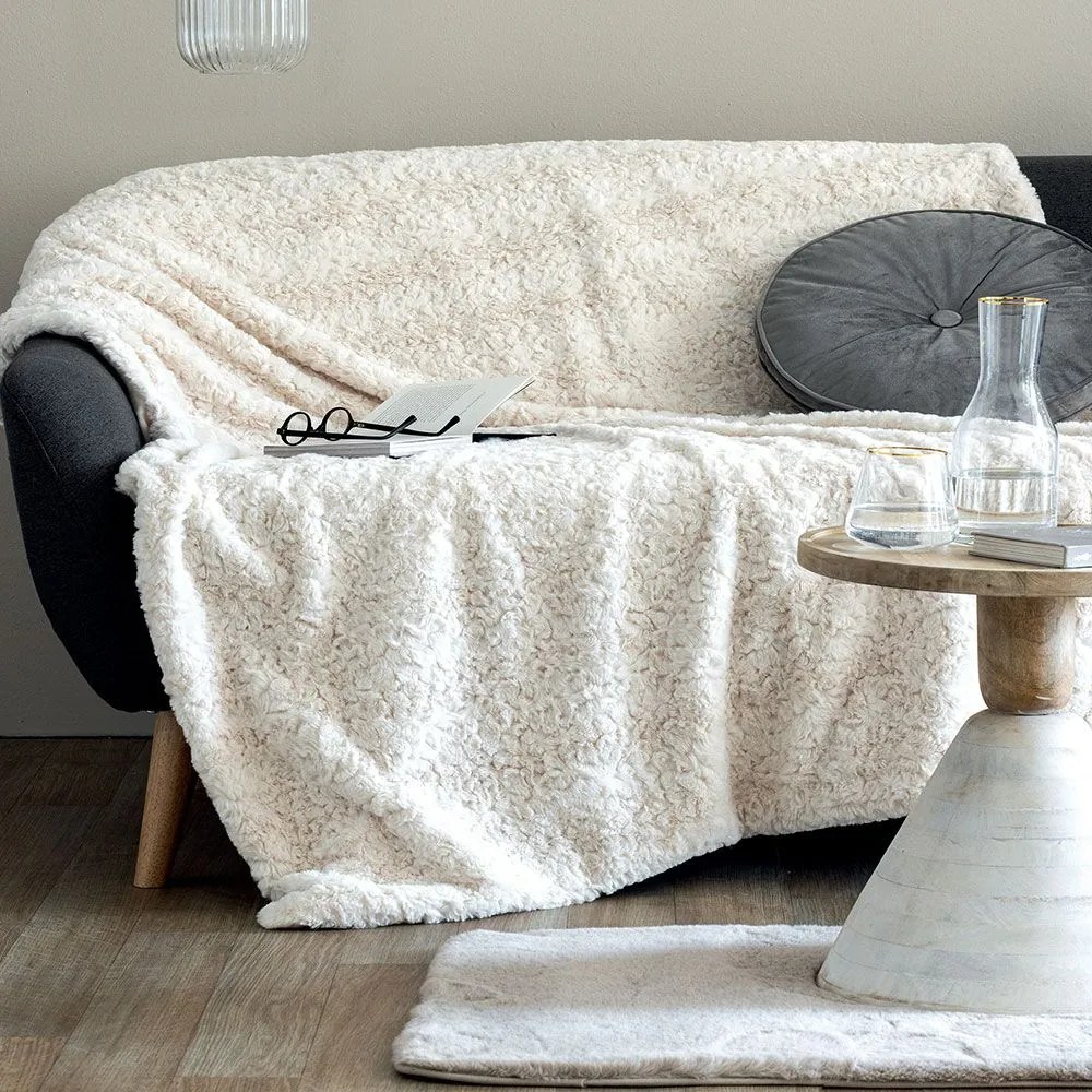 Κουβέρτα Καναπέ Aleria Ecru Palamaiki 130x 180 130x180cm Flannel.Sherpa
