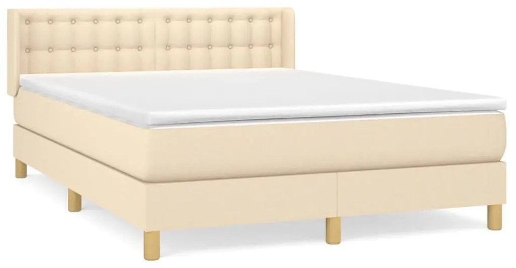 Κρεβάτι Boxspring με Στρώμα Κρεμ 140x200 εκ. Υφασμάτινο - Κρεμ