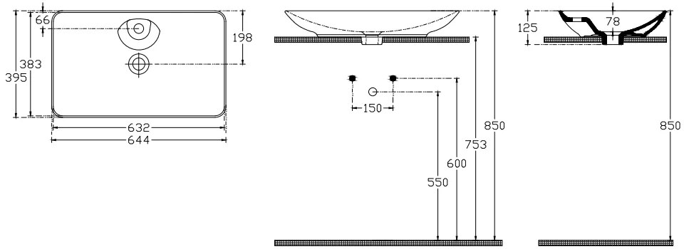 Νιπτήρας Bianco Ceramica -64,4 x 39,5 x 7.8