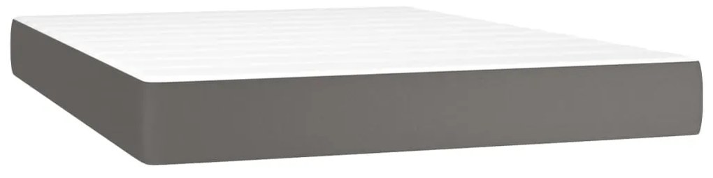 Κρεβάτι Boxspring με Στρώμα Γκρι 140x190εκ. από Συνθετικό Δέρμα - Γκρι