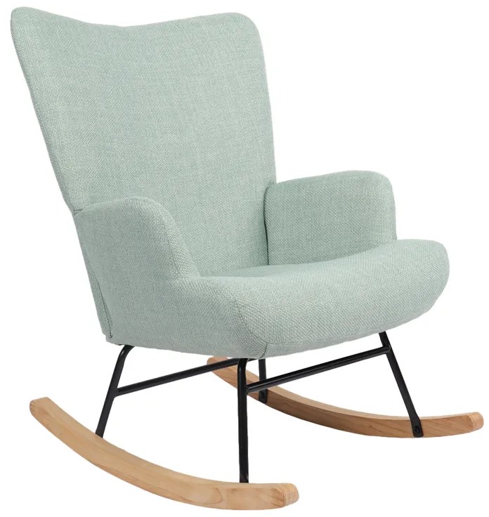 Κουνιστή πολυθρόνα Jianna pakoworld μέντα ύφασμα με πόδι σε φυσική απόχρωση 79x64x89εκ