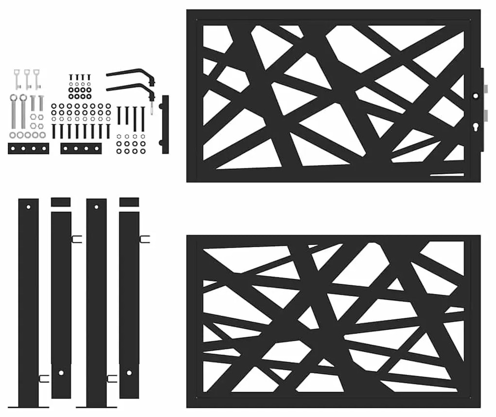 vidaXL Πύλη κήπου Μαύρη 105x106 cm Ατσάλινη ελαφριά σχεδίαση