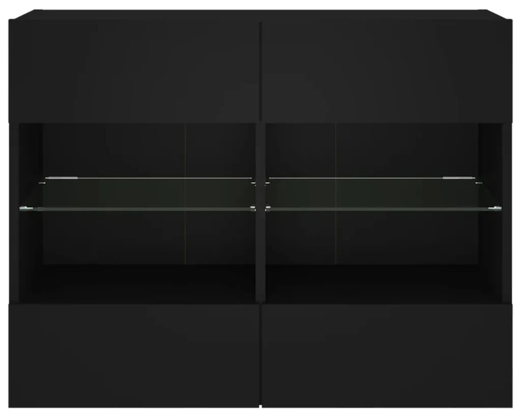 vidaXL Έπιπλο Τοίχου Τηλεόρασης με LED Μαύρο 78,5x30x60,5 εκ.