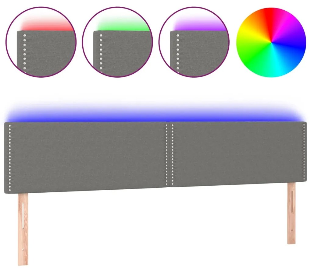 vidaXL Κεφαλάρι Κρεβατιού LED Σκούρο Γκρι 200x5x78/88 εκ. Υφασμάτινο