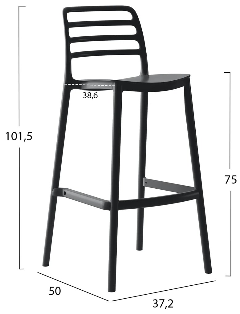 ΣΚΑΜΠΟ BAR ΠΟΛΥΠΡΟΠΥΛΕΝΙΟΥ SNOD HM6099.02 ΜΑΥΡΟ 37,2x50x101,5Υεκ. - 0514695 - HM6099.02