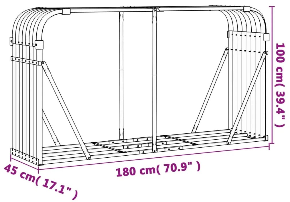 Ξυλοθήκη Πράσινη 180 x 45 x 100 εκ. από Γαλβανισμένο Ατσάλι - Πράσινο