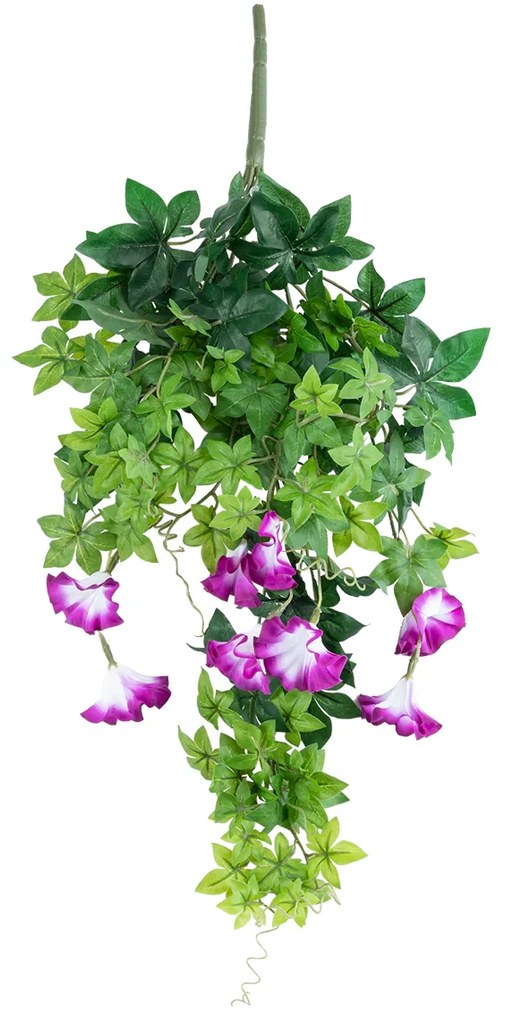 GloboStar® Artificial Garden MORNING GLORY HANGING BRANCH 20238 Τεχνητό Διακοσμητικό Κρεμαστό Φυτό Ιπομέα - Πρωϊνή Χαρά Υ60cm