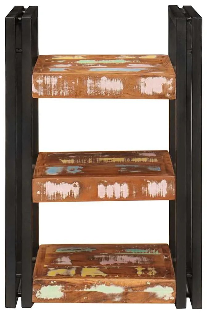 vidaXL Κομοδίνο Καφέ και μαύρο 38 x 33 x 58 εκ. Ανακτημένο Στερεό Ξύλο