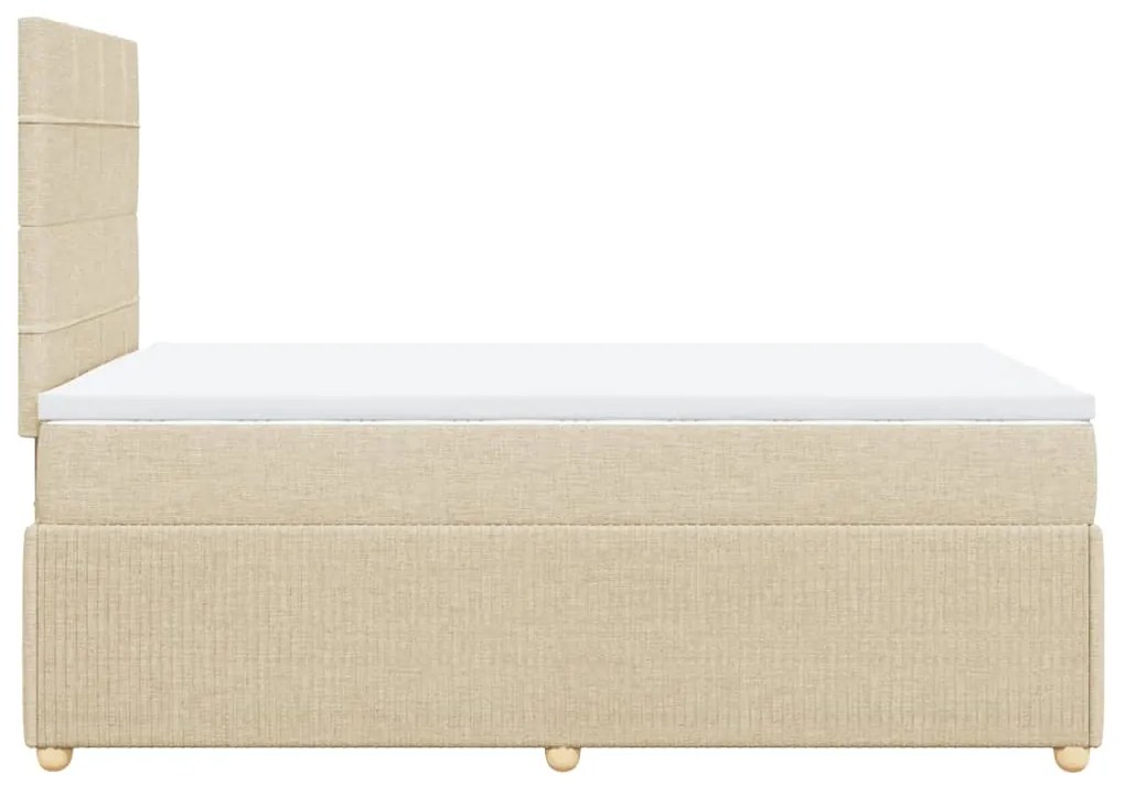 vidaXL Κρεβάτι Boxspring με Στρώμα Κρεμ 120x200 εκ. Υφασμάτινο