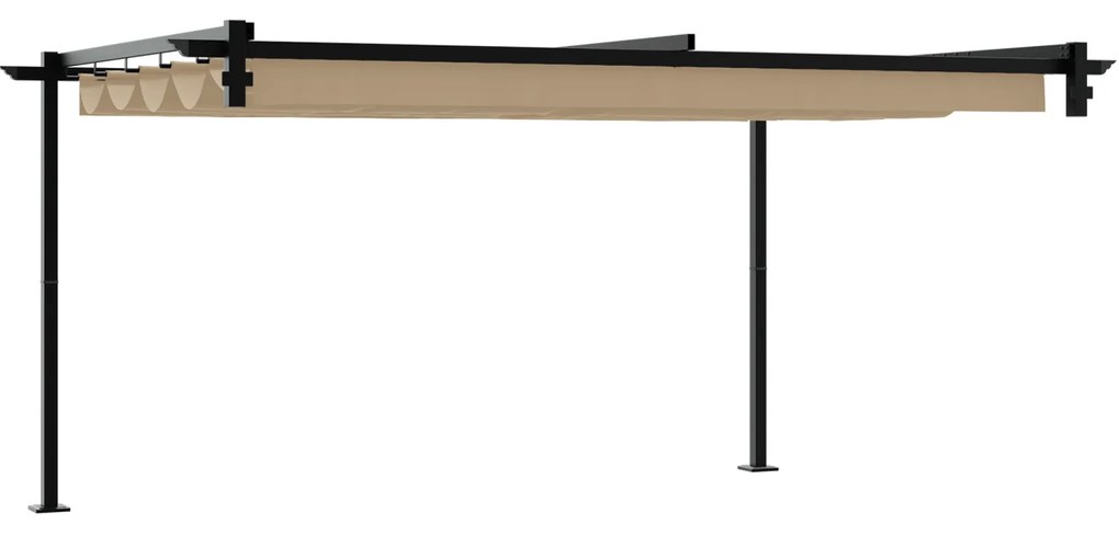 vidaXL Γκαζέμπο τοποθετημένο στον τοίχο Taupe 3 x 4 m Ατσάλι