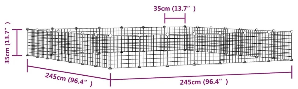 Κλουβί Κατοικίδιων με 28 Πάνελ + Πόρτα Μαύρο 35 x 35εκ Ατσάλινο - Μαύρο