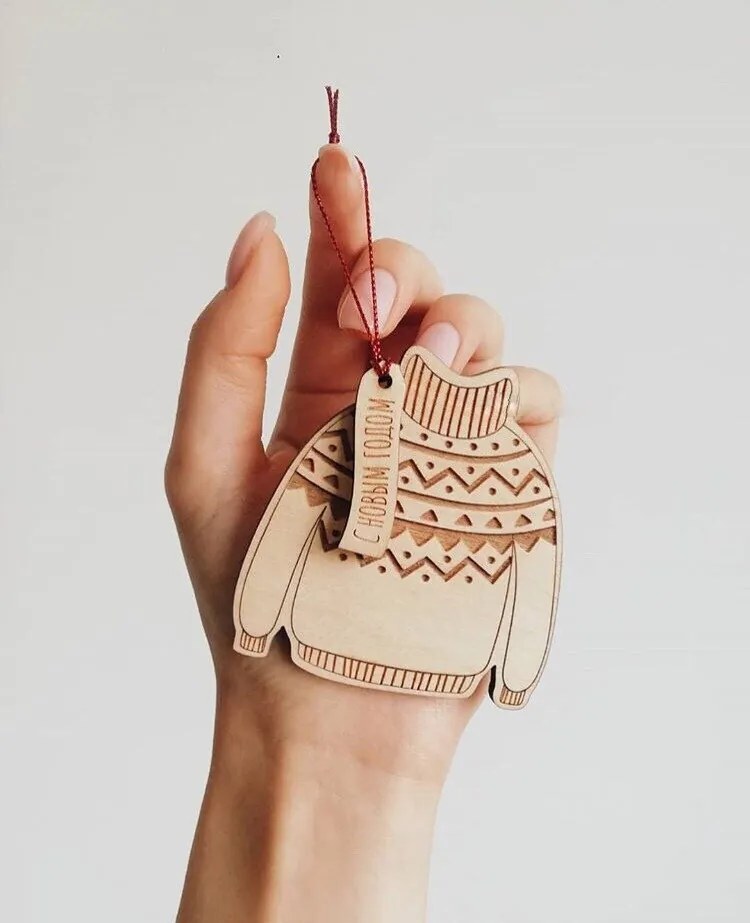 Σετ των 3 Intra απο ξύλο plywood 3mm-4mm πάχος - Πρότυπο κρεμαστό μπρελόκ σχήματος πουλόβερ Δίασταση 5x5 cm Intraeaxys-6o3yjzk7