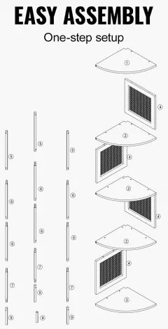 VEVOR Rattan Corner Bookshelf 5-Tier Bamboo Ladder Narrow Shelf Wall Corner Rack