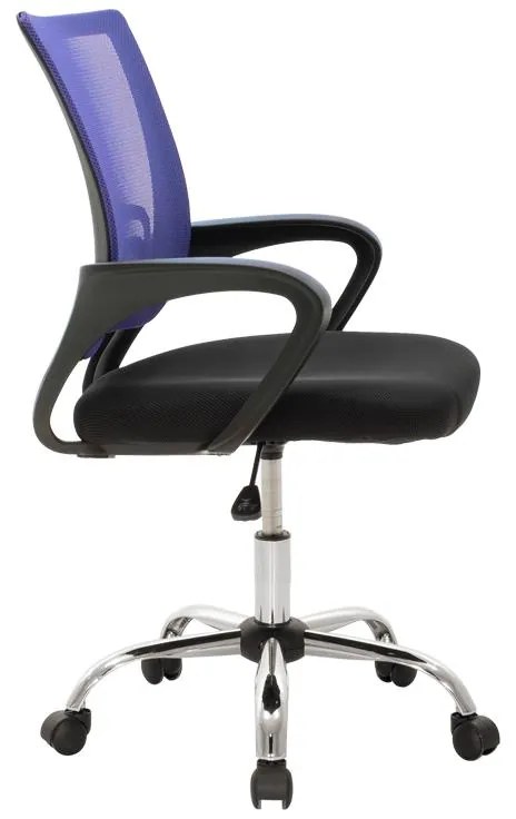 Καρέκλα γραφείου Berto II με ανάκλιση ύφασμα mesh σε μπλε-μαύρη απόχρωση και βάση χρωμίου 60x48x85-95εκ 60x48x95 εκ.